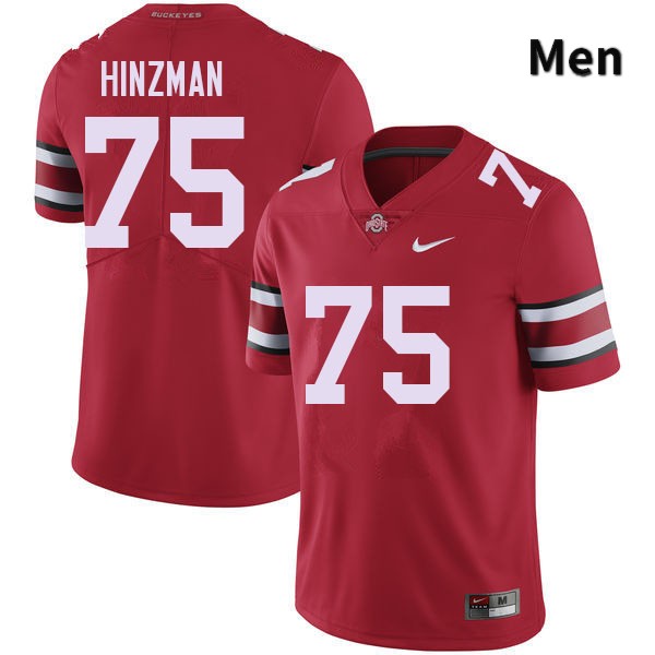 Ohio State Buckeyes Carson Hinzman Men's #75 Red Authentic Stitched College Football Jersey